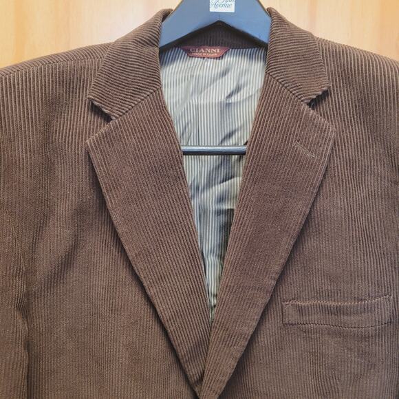 Cianni Cellini Corduroy Blazer Jacket 46R Brown Elbow Patch Lined Preppy Classic - Picture 2 of 16